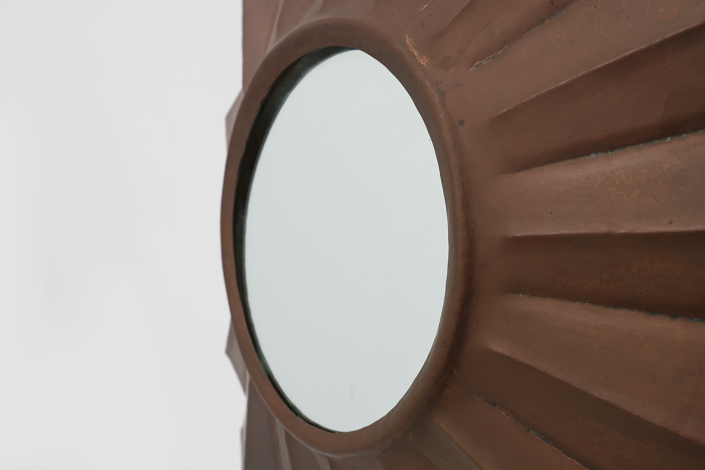  Art Deco sunburst mirror in red copper, France 1920sthumbnail
